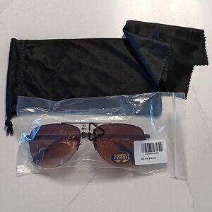 FOSSIL Sunglasses Aviators Bronze Metal Frame and Lens Unisex NEW